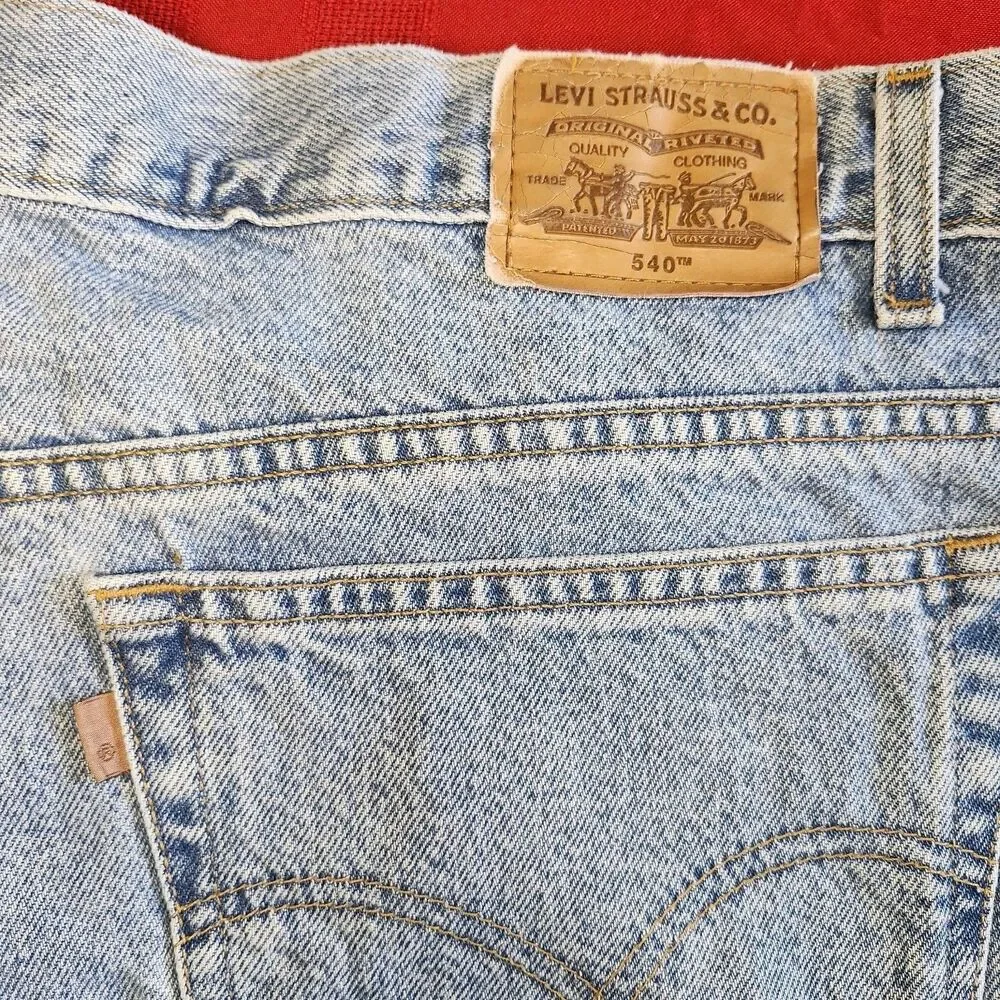 Vtg 90s Y2K Levis Orange Tab Jeans Mens 44x32 Relaxed Fit Light Wash Denim USA